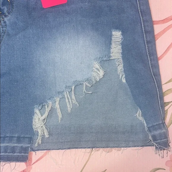 NWT SHEIN ICON Asymmetrical Denim Skirt with Distressed Hem Waist Size 30 - Picture 3 of 7